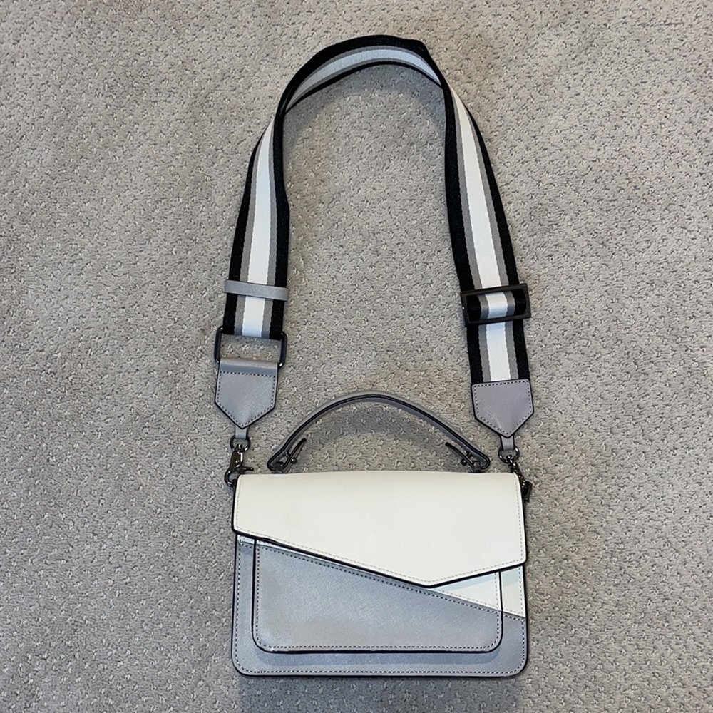 Botkier cobble hill color block crossbody bag white and gray